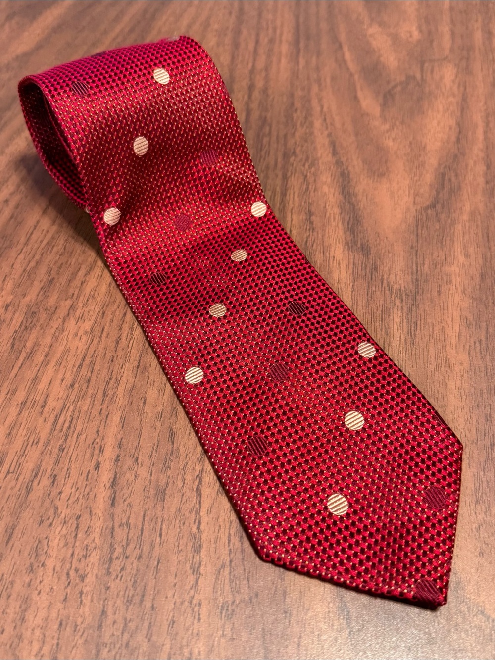 Ermenegildo Zegna Red Silk Polka Dot Tie